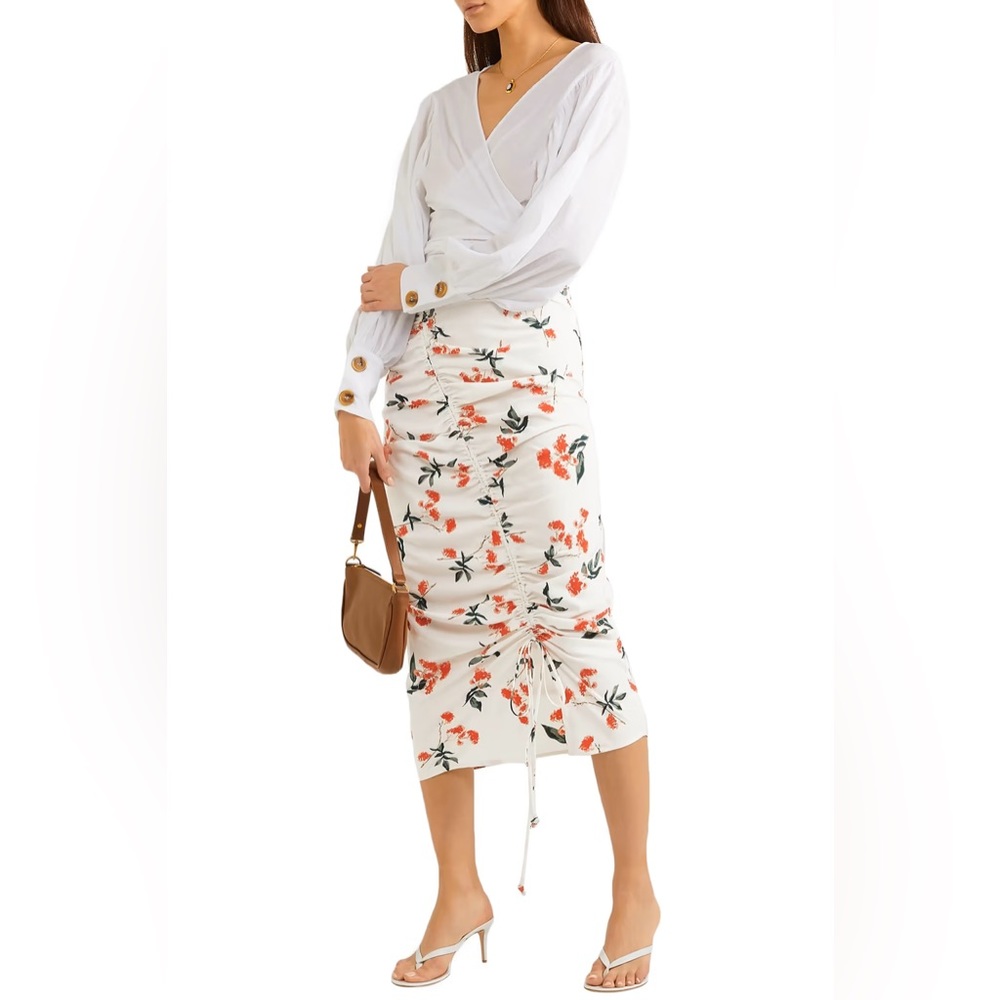 Line by K Asymmetric ruched Sisilia midi skirt